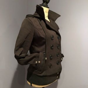 Ambiance Black Hooded Mariner Peacoat Sweater FREE SHIPPING